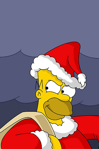 iPhone Santa Homer Free Wallpaper, Santa Homer iPhone Background, Cool