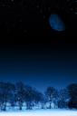 Dark winter night with big moon - free iPhone background