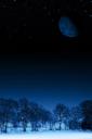Dark winter night with big moon (free iPhone wallpaper)